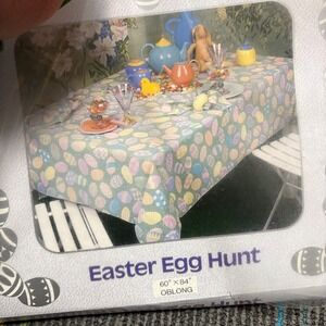 Vintage Easter Egg Hunt Tablecloth 60x84‎ Oblong Colorful Pastel New